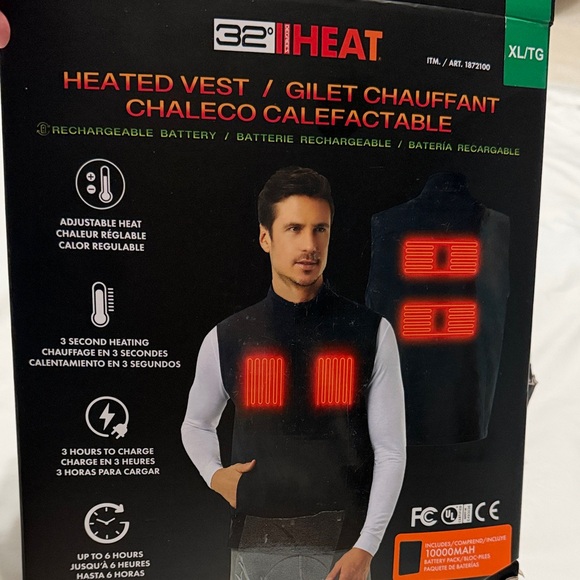 32 Degrees Other - 32 Degrees Black Heated Vest with Rechargeable Battery XL NWT